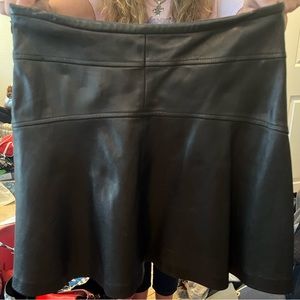 DVF Leather Flared Mini Skirt